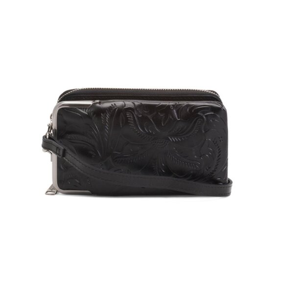 PATRICIA NASH Black Leather Pertina Smartphone Crossbody With Gift Box